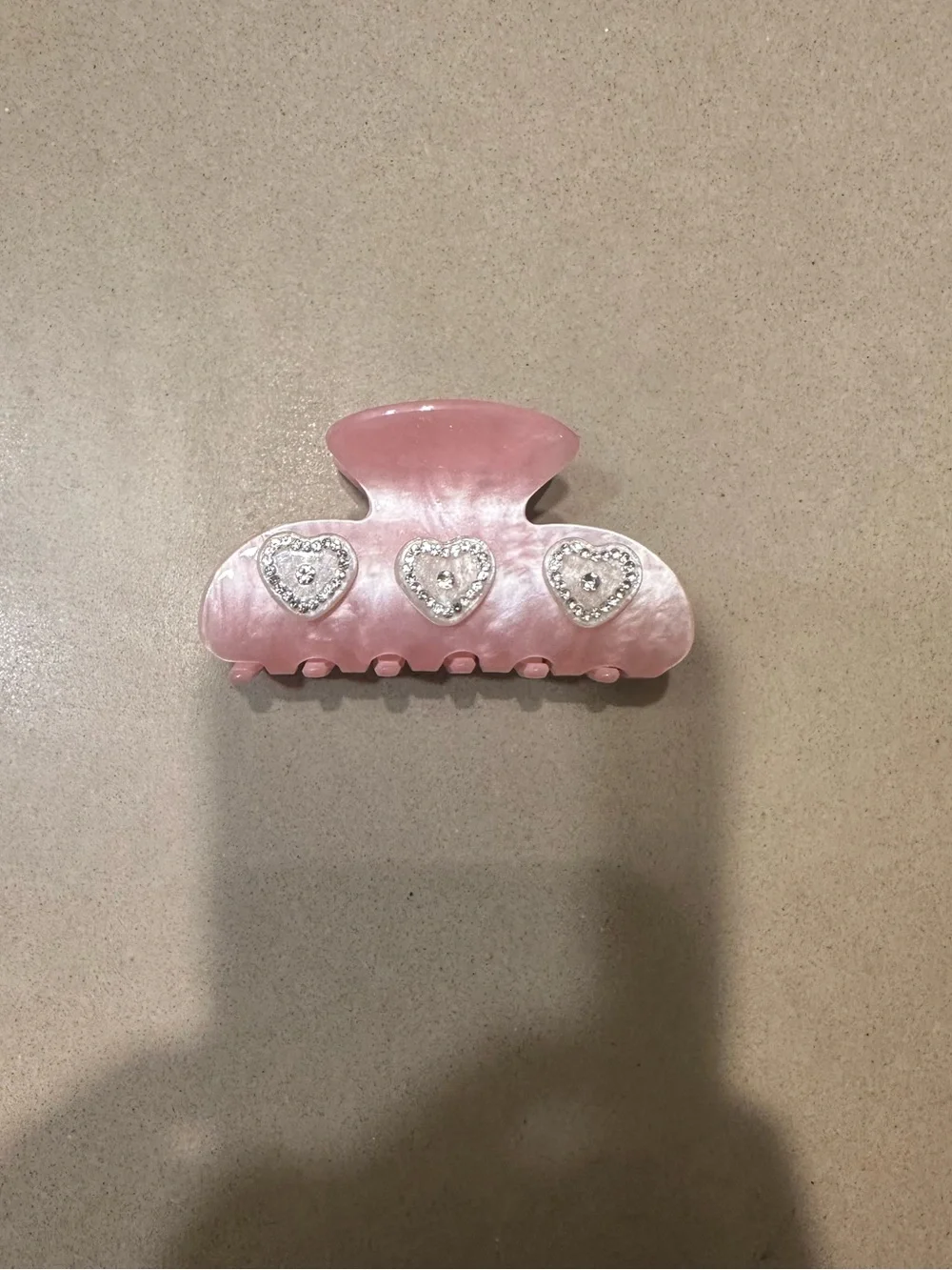 Pink Heart Accent Hair Claw Clip